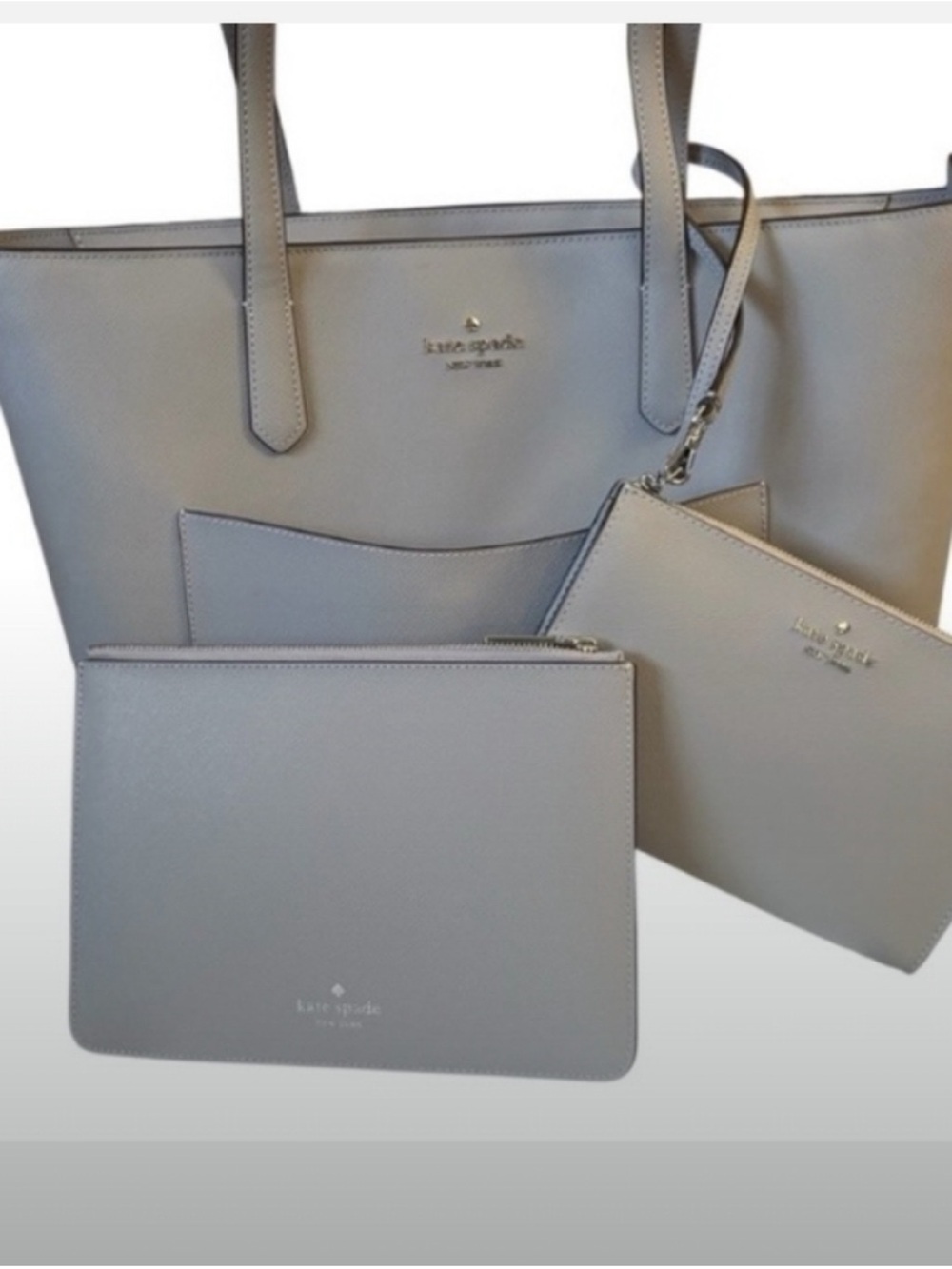 Kate Spade-3pc Staci Large Tote Bag Set (Mountain Gray )